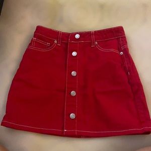 Red Jean Mini Skirt